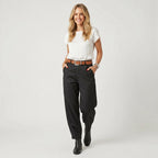 Barrel Leg Pants with in Striped Pattern Black 3