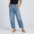 Women’s High Waist Wide Leg Cargo Jeans with Drawstring
