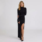 Bodycon Black Tie Dress with Slit Black 3