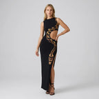 Bodycon Cut Out Maxi Dress with Slit Black 4