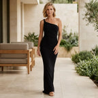 Bodycon Formal Maxi Dress with Twisted Strap Detail Black 1