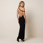 Bodycon Formal Maxi Dress with Twisted Strap Detail Black 2