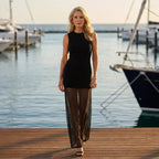 Bodycon Mesh Maxi Dress with Sheer Overlay Black 1