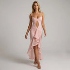 Bodycon Midi Cut Out Dress with Stomach Detail Pink 3