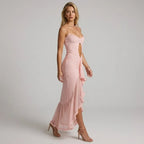 Bodycon Midi Cut Out Dress with Stomach Detail Pink 4