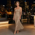 Bodycon Sequin Low Back Dress Gold 2