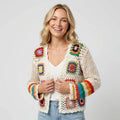Bohemian Crochet Cardigan with Open Front Edging White 2