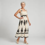 Boho Maxi Dress Sleeveless Smocked White 3