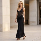 Boned Bodycon Corset Dress Formal Black 2