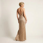 Boned Corset Dress A-Line Maxi Gold 1