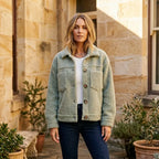 Boxy Fleece Teddy Jacket with Pockets Mint 1