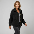 Boxy Fleece Teddy Jacket with Pockets Black 2