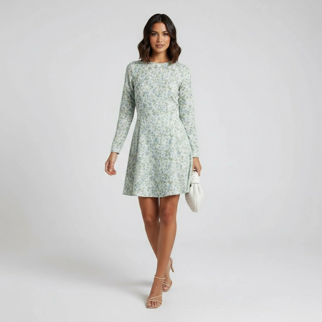 Women’s Floral Long Sleeve Fit Mini Dress