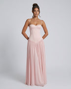 Bustier Corset Boning Structured Maxi Dress in Pink – 1
