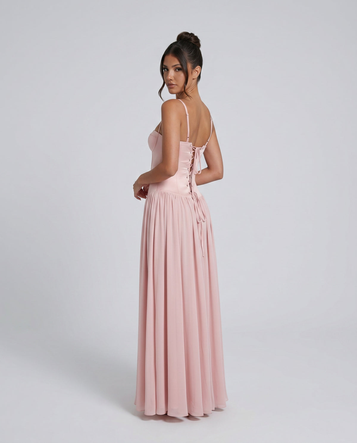 Bustier Corset Boning Structured Maxi Dress in Pink – 3