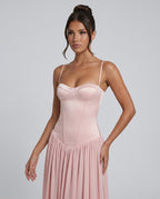 Bustier Corset Boning Structured Maxi Dress in Pink – 4