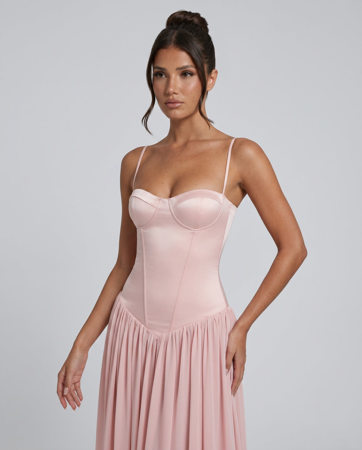 Bustier Corset Boning Structured Maxi Dress in Pink – 4