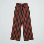 Women’s High Waist Wide Leg Striped Trousers with Tie Belt