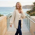 Cardigan in Oversized Fit with Buttons from Knit Fabric Beige 3