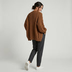 Cardigan in Oversized Fit with Buttons from Knit Fabric Brown 9