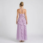 Chiffon Ruffle Dress Midi Halter Lilac 3