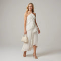 Chiffon Ruffle Dress Midi Halter White 4