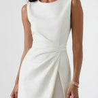 Column Wedding Guest Dress with High Slit White 1