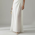 Column Wedding Guest Dress with High Slit White 2