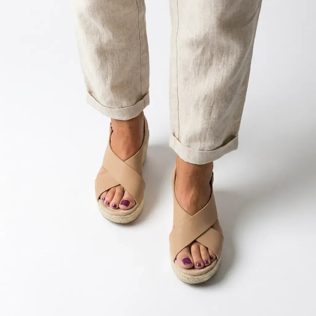 Comfortable Espadrille Wedge Shoes Beige 2