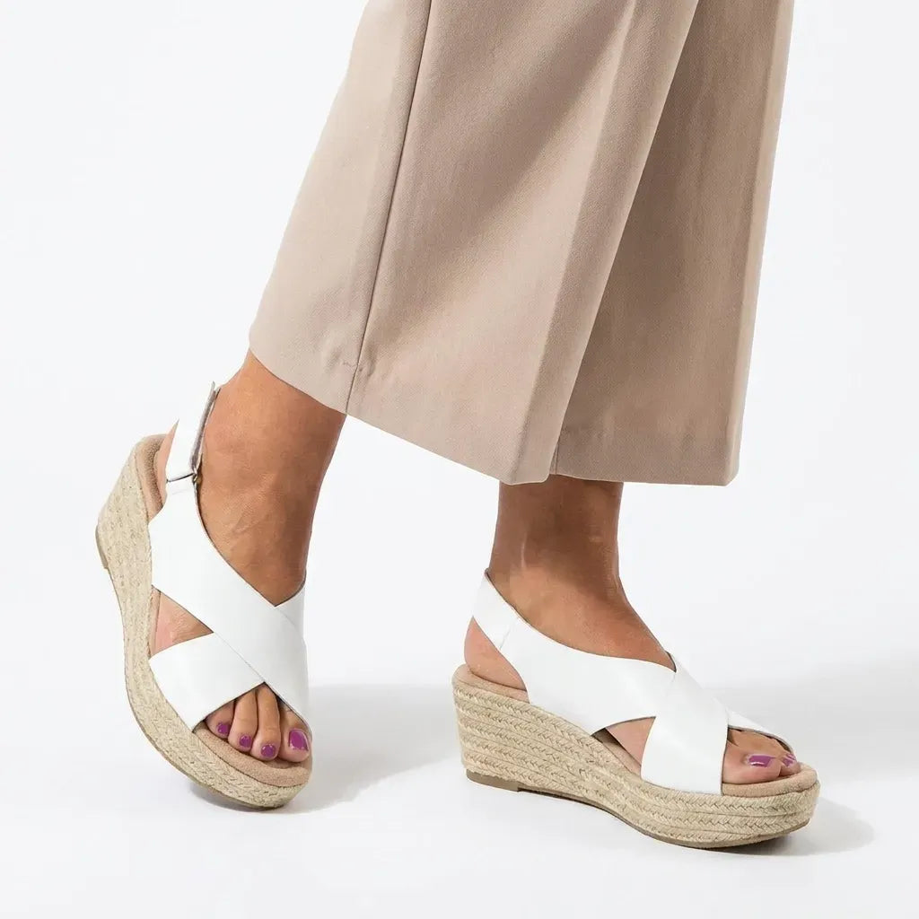 Comfortable Espadrille Wedge Shoes White 3