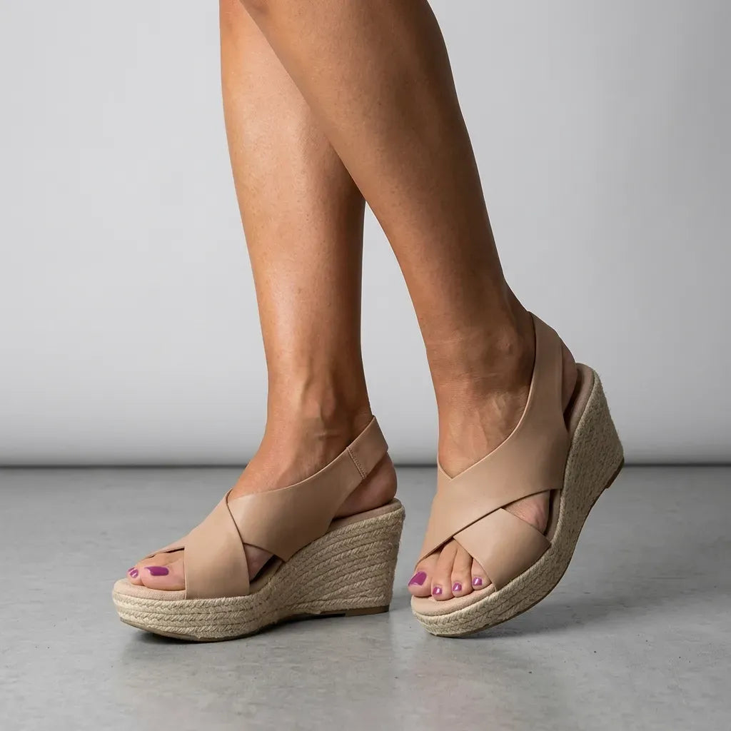 Comfortable Espadrille Wedge Shoes Beige 5