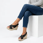 Comfortable Espadrille Wedge Shoes Black 6