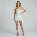 Corset Strapless Mini Dress with Lace Detail White 3