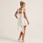 Crepe Off Shoulder Mini Dress Cocktail White 7
