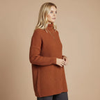 Women's Longline Button-Down Turtleneck Sweater