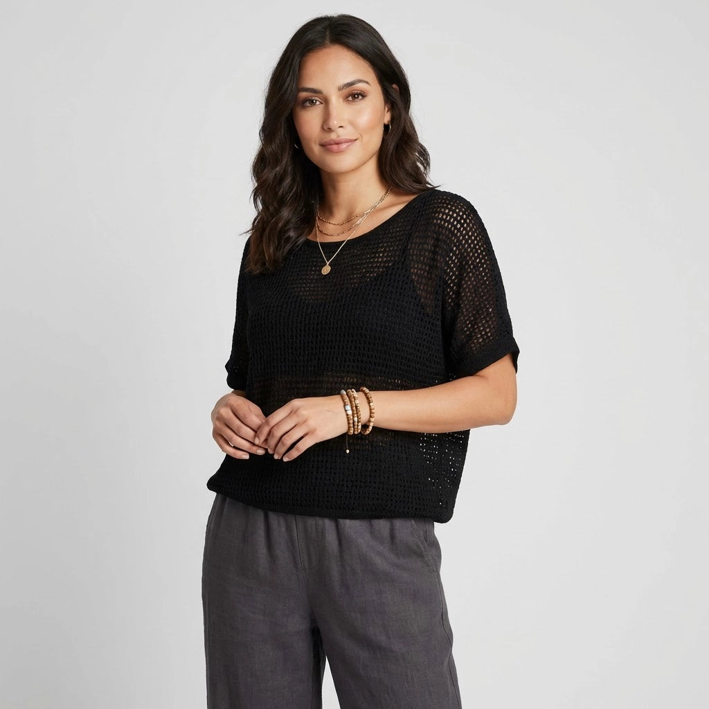 Women's Mesh Knit Boxy Top