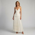 Deep V Cutout Low Back Dress White 5