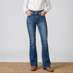 Denim Flare Jeans with Pockets Light Blue 5