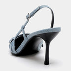 Denim Pointed Toe Stilettos with Straps Denim 3