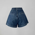 Denim Skort with Wrap Detail and Pockets Blue 4