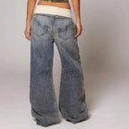 Distressed Denim Baggy Jeans Low Rise Light Blue 4