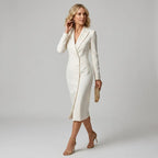 Double Breasted Midi Blazer Dress White 4