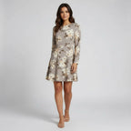 Women's Long Sleeve Midi Dress With Crew Neckline