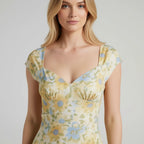 Sweetheart Neck Floral Midi Dress