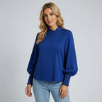 Women’s Asymmetric Neck Balloon Sleeve Blouse