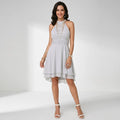 Elegant A-Line Tulle Mini Dress with Halterneck in Blue – 6
