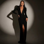 Elegant Bodycon Wedding Guest Dress with Sleeves Black 13