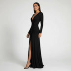Elegant Bodycon Wedding Guest Dress with Sleeves Black 6