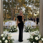 Elegant Off-Shoulder Wedding Guest Dress with Cut Out Detail Black 6