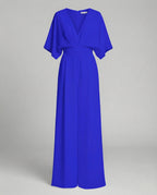 Elegant Short-Sleeved Jumpsuit with V-Neck in Blue – 12